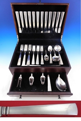 Bell by Peter Hertz Danish Sterling Silver Flatware Set 12 Service 76 Pcs Modern